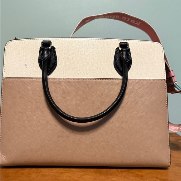 kate spade Cream and Tan Satchel with Black Handles - Picture 4 of 12